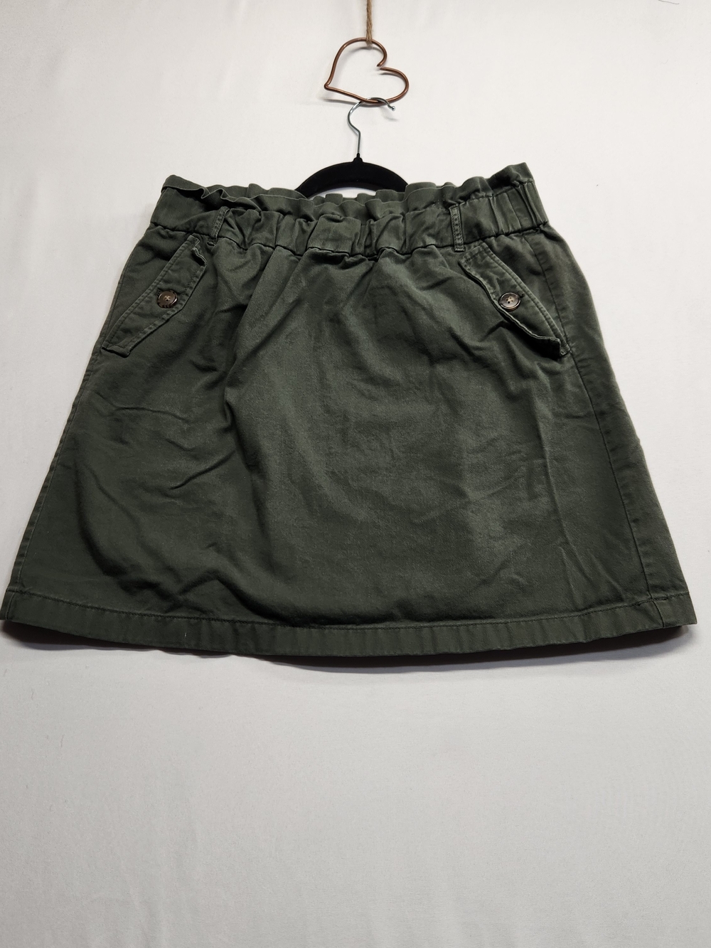 ⭐️Loft Olive Green Paperbag Waist Twill Utility Mini Skirt Size 8 Cargo Cotton